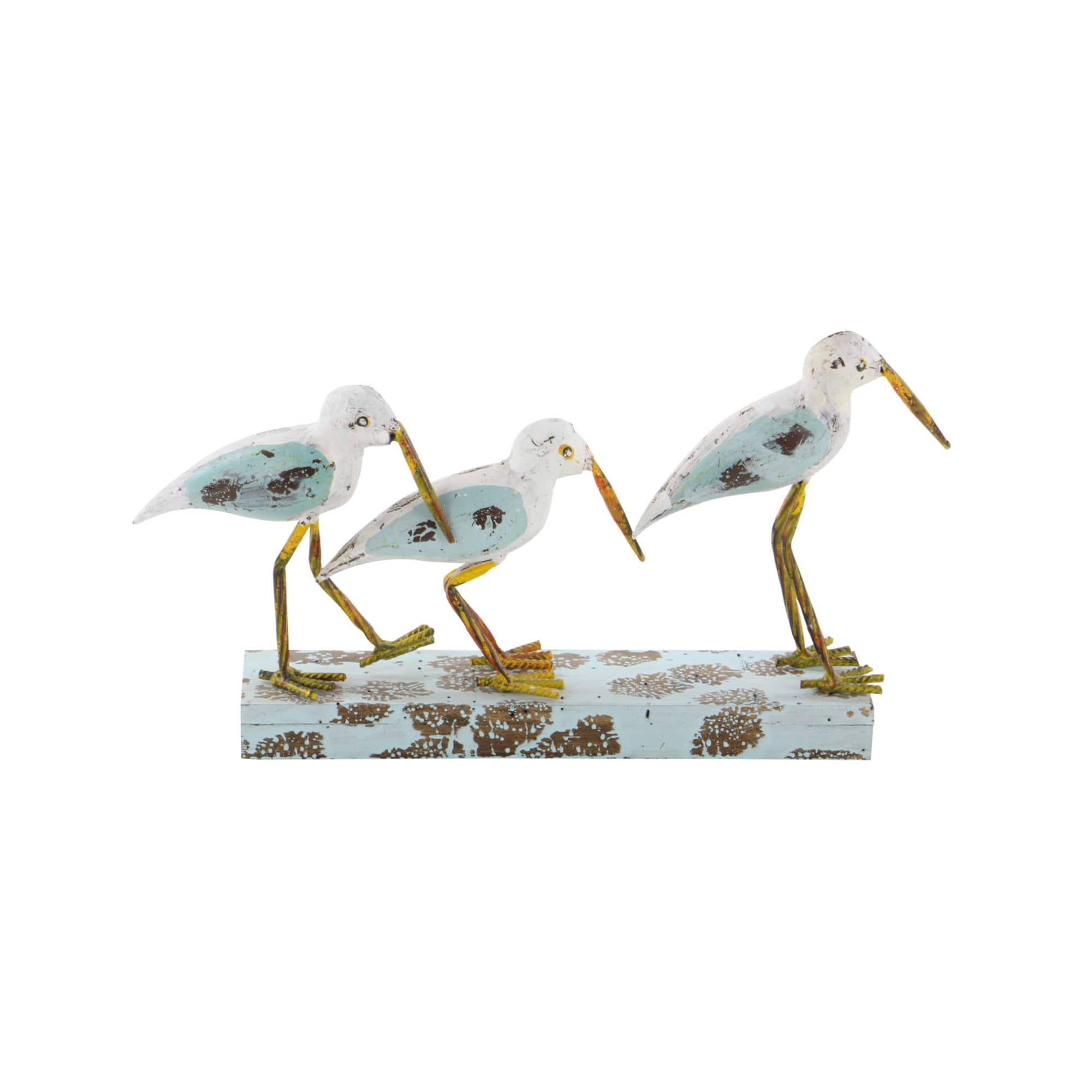 White Metal Coastal Sculpture, Birds 10" x 20" x 4"